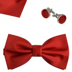 Set papion, butoni camasa, batista, rosu uni